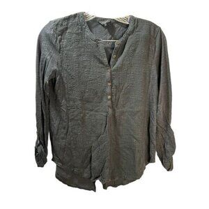 NWOT Cotton Linen Button Down Dress Shirt Crewneck XS‎